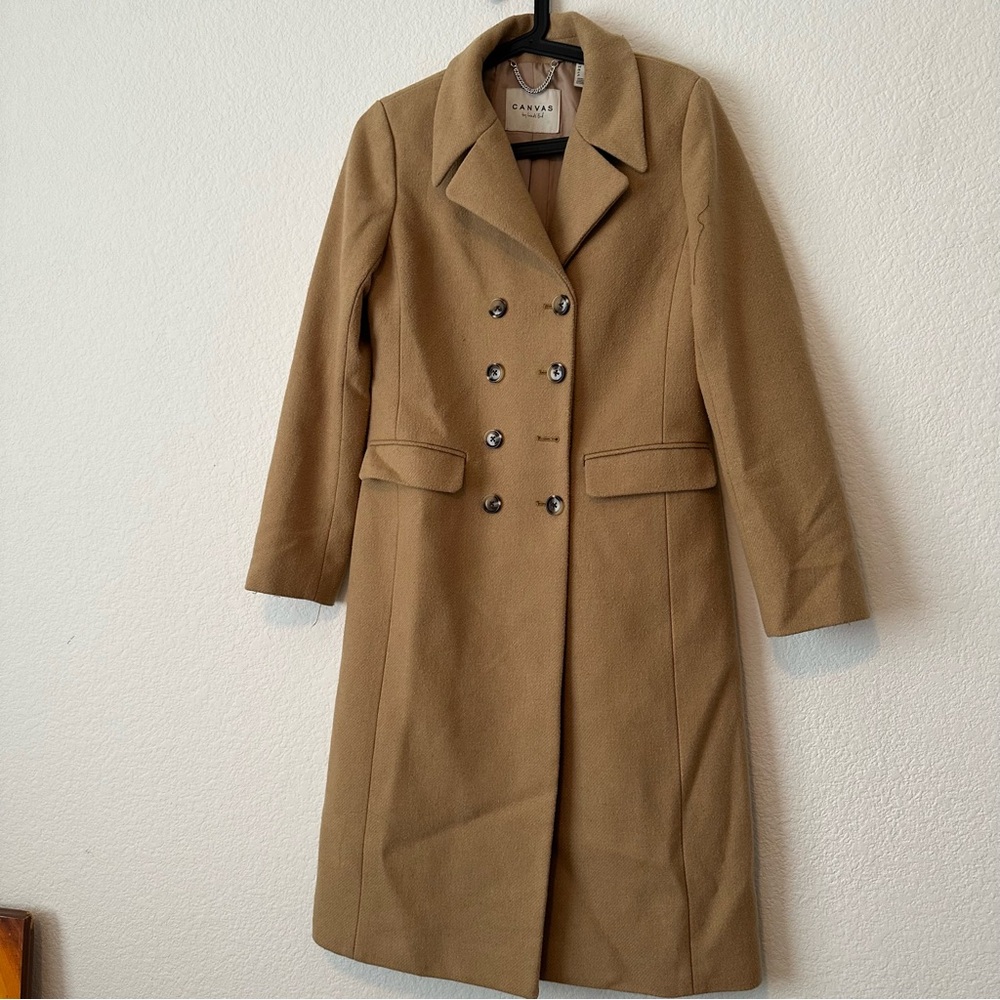 Camel Double-Breasted Women's Coat